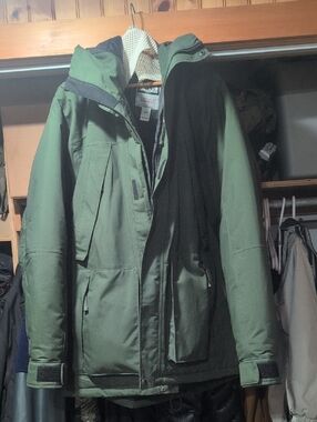 Duluth Trading Co Olive Green Men's Whaleback Hooded Performance Parka